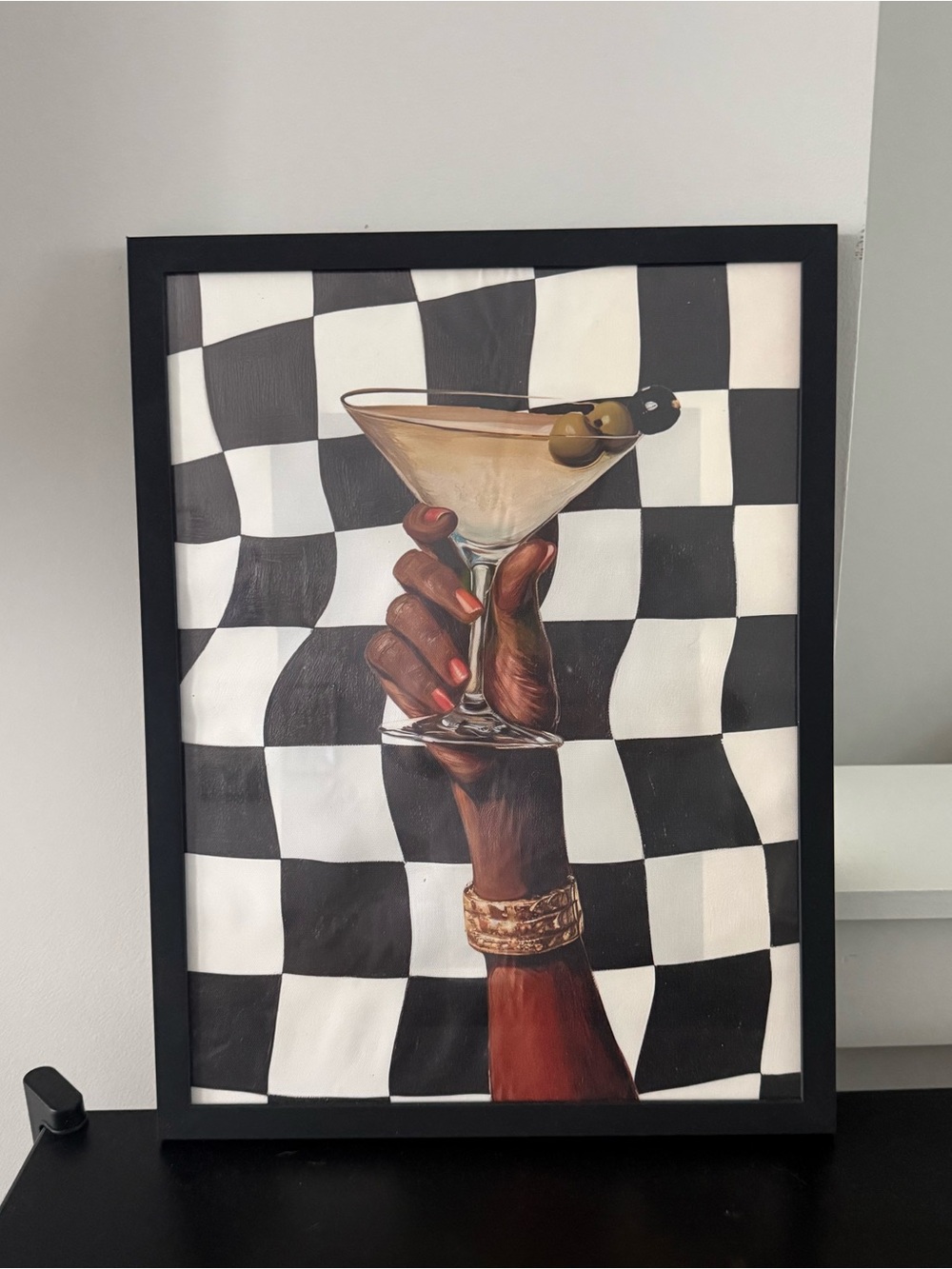 Framed Martini Cocktail Print Wall Art | Modern Bar Decor | 12” x 16.5”